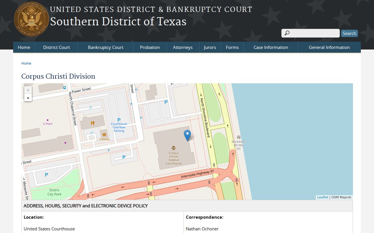 Bee County arrest warrant records route through the Corpus Christi federal courthouse