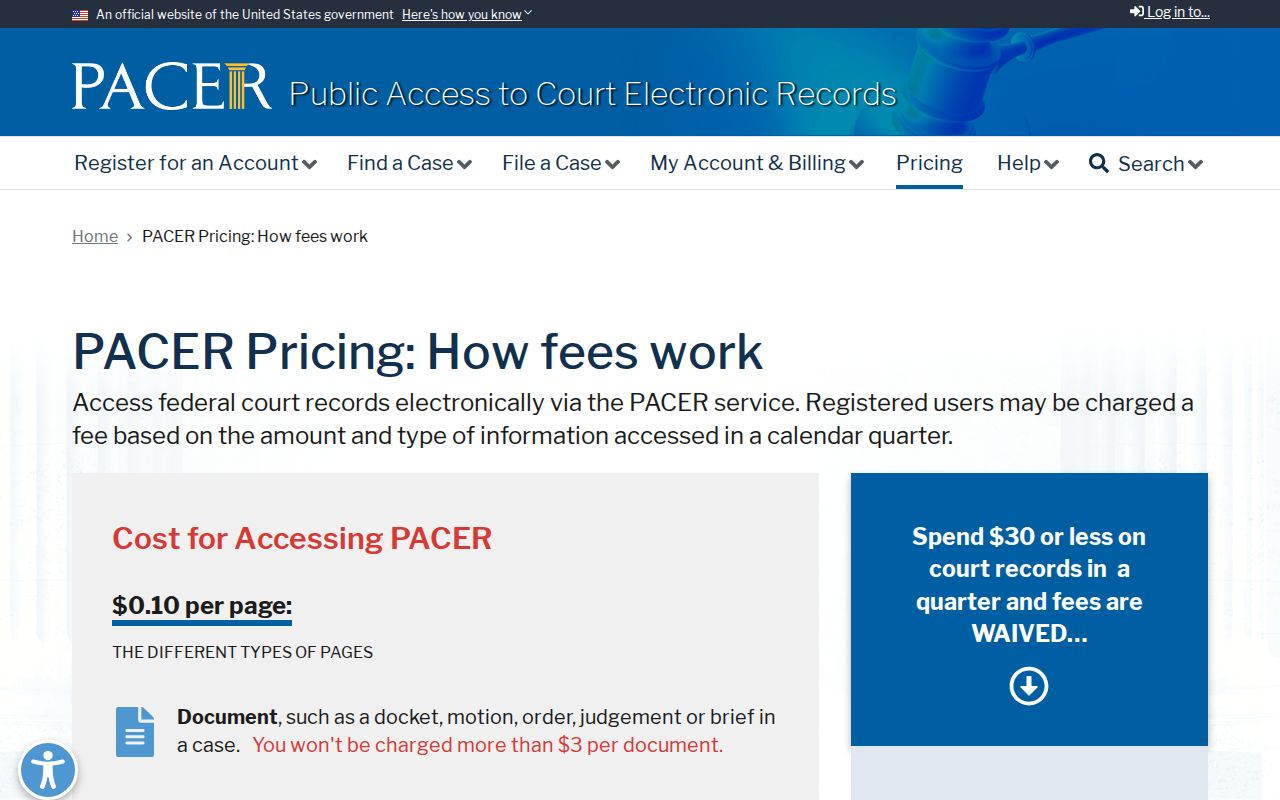 Bee County federal warrant case-search limits and PACER access fees